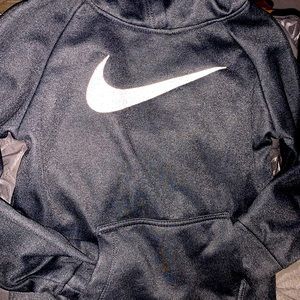 Girls Nike Dri-fit Dark Grey Hoodie with silver glitter Nike check